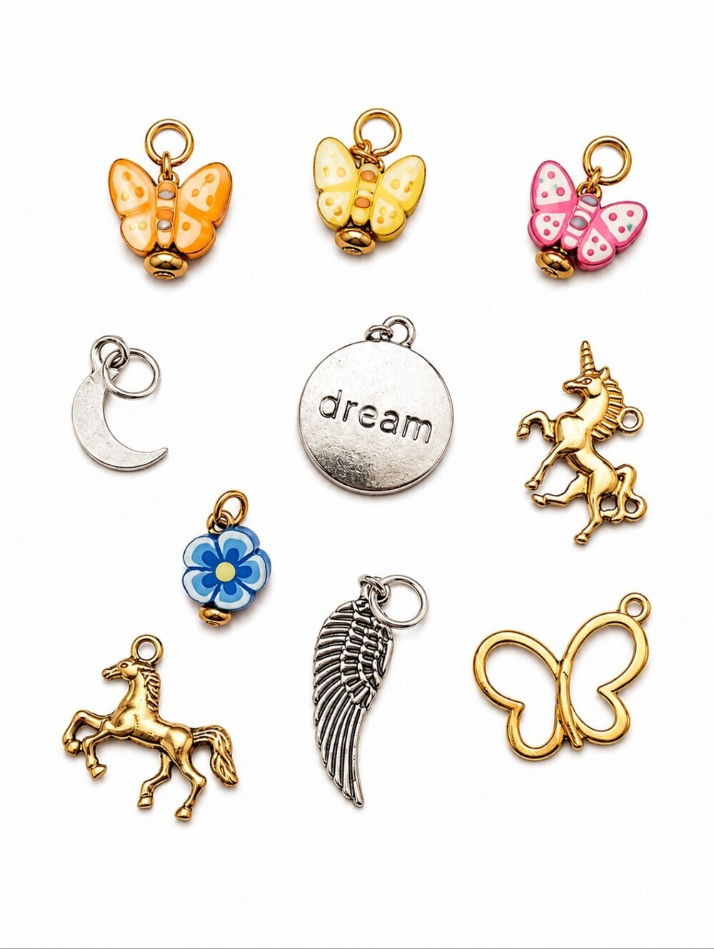 3/$30 Butterfly Angel Wing Dream Unicorn Flower Moon Coquette Charms
